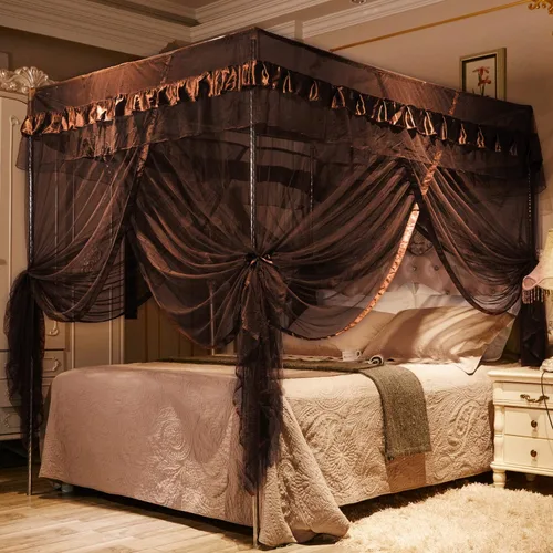 Miniatura 16 de Mengersi Cortina para Dosel de Cama Princesa, con 4 Esquinas, Dosel con Mosquitero para Cama de Princesa (Blanco, Doble)