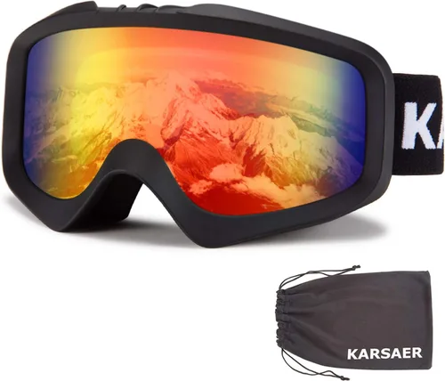 Miniatura 11 de Karsaer - Gafas de esquí antivaho, gafas de nieve OTG, 100% protección UV, gafas de snowboard con lentes dobles flexibles para hombres, mujeres
