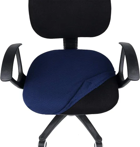 Miniatura 4 de Smiry - Fundas elásticas de jacquard para silla de oficina y computadora, desmontables, lavables, antipolvo, protectores de cojín para silla de Azul