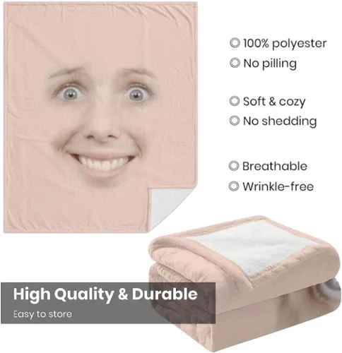 Miniatura 3 de Manta personalizada con foto de cara, manta personalizada con características faciales, manta graciosa para sofá, cama, sofá cálida y acogedora