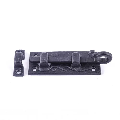 Miniatura 8 de Renovators Supply Manufacturing Pestillo de cerradura de puerta de 4 pulgadas. Pestillo de perno deslizante de hierro forjado negro con accesorios