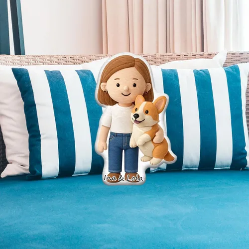 Miniatura 5 de Pofily Almohada personalizada de muñecas de dibujos animados, almohada personalizada que se parece a ti, almohadas Mini Me con cara y nombre para B01