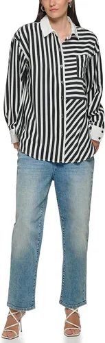 Miniatura 2 de Karl Lagerfeld Paris Womens Soft Long Sleeve Stripe Everyday Fashion Sport Blouse