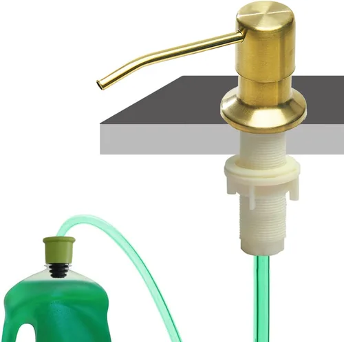 Miniatura 10 de Dispensador de jabón para fregadero de cocina (níquel cepillado), dispensador de jabón de fregadero de diseño integrado, repuesto desde la parte
