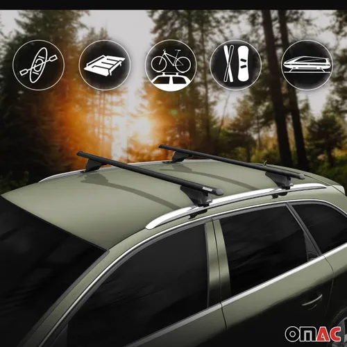 Miniatura 8 de OMAC Barras transversales superiores para Audi Q8 2019-2025, aluminio negro, 2 piezas antirrobo para viajes, kayak, canoa, surf, esquí, snowboard