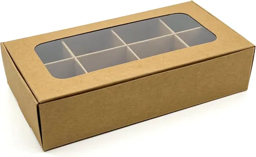 Miniatura 15 de 20 cajas de regalo de papel kraft con ventana y divisores, 6 compartimentos extra pequeños, 5 x 3.5 x 1.57 pulgadas, cajas de dulces vacías