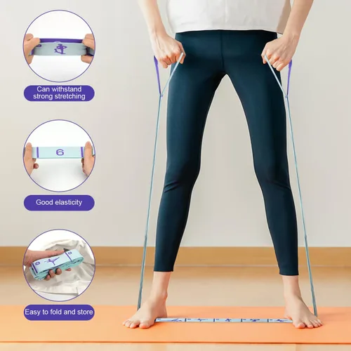 Miniatura 6 de Correa elástica de estiramiento para yoga con bucles, correas de estiramiento CEILIWEN para terapia física, banda elástica de estiramiento de 12