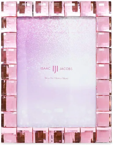 Miniatura 2 de Isaac Jacobs Marco de fotos decorativo con joyas brillantes rosa claro, para exhibición de fotos y decoración del hogar (5x7, rosa claro)