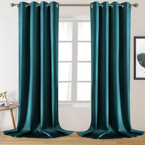 Miniatura 11 de HOMEIDEAS 2 paneles de cortina de seda sintética, cortinas opacas para dormitorio