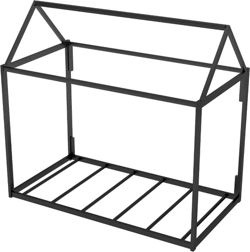 Miniatura 4 de Base de cama de metal de tamaño individual con plataforma en forma de casa de techo, para niños y niñas, soporte de metal resistente, perfecto