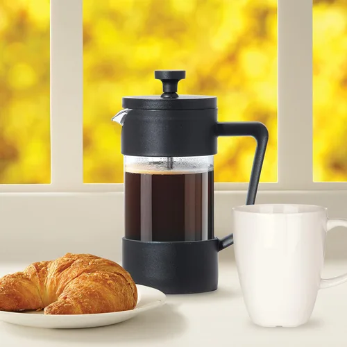 Miniatura 4 de Oggi Cafetera de prensa francesa (12 onzas) - Vidrio de borosilicato, prensa de café, prensa francesa de una taza, capacidad de 3 tazas, color negro
