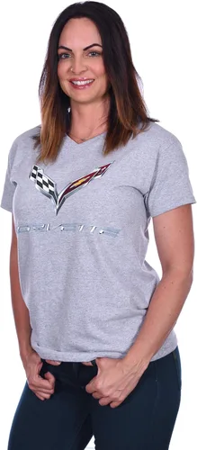 Miniatura 2 de JH DESIGN GROUP Camiseta Chevy Corvette C7 Emblem Mujer Negro Rojo Heather-Gris