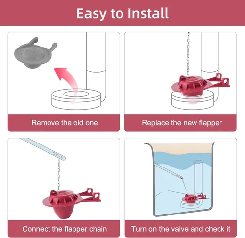 Miniatura 7 de Hibbent Aleta universal para tanque de inodoro de 2 pulgadas, repuesto de goma de larga duración, compatible con conservación de agua estándar