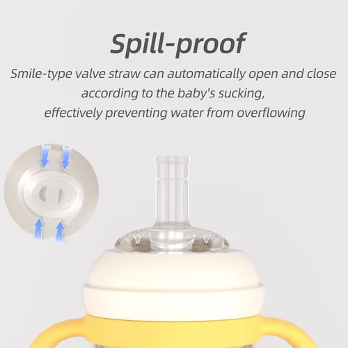 Miniatura 3 de Piifur Vasos para sorber para niños pequeños de 1 a 3 años, popote antiderrames con asa, botella de agua, paquete de 2 unidades de 10 onzas, verde