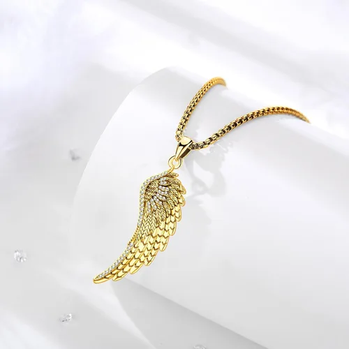Miniatura 131 de Collar de alas de ángel de plata de ley 925, ángel de la guarda, enfermera RN caduceo, dije de ángel de cristal, joyería de regalo para mujer