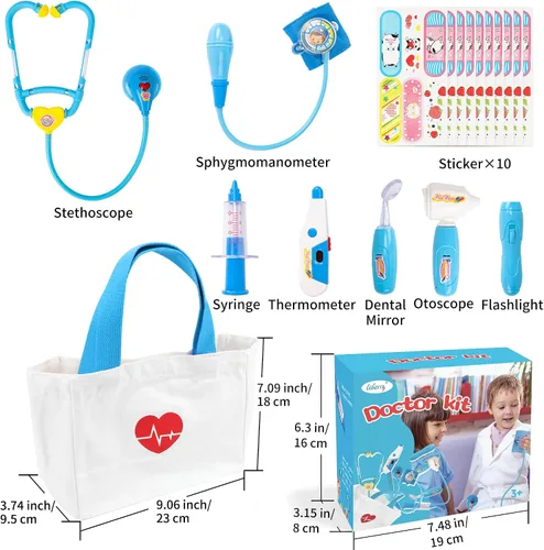 Miniatura 6 de Liberry Kit médico para niños pequeños de 3 a 5 años, 18 piezas, bolsa de doctor para niños, juguetes de simulación, kit médico duradero