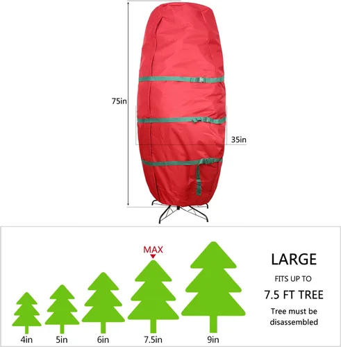 Miniatura 6 de Sattiyrch Bolsa de almacenamiento vertical para árbol de Navidad, se adapta a árboles artificiales de hasta 7.5 pies de altura, contenedor