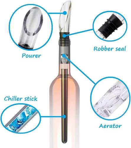 Miniatura 2 de Enfriador de vino pequeño enfriador de vino 3 en 1 de acero inoxidable enfriador de botellas de vino enfriadores de vino sin hielo para botellas