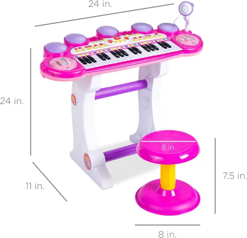 Miniatura 7 de Mejor elección productos para niños, teclado electrónico musical, 37 teclas y micrófono, Rosado
