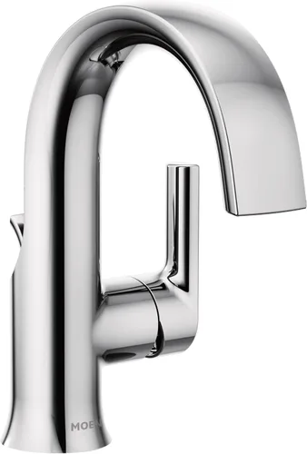Moen Colección Doux de Cromo Grifo monomando de arco alto con flujo laminar para baño, llave moderna para lavabo de baño, S6910