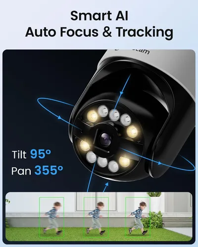 Miniatura 4 de Loocam PoE Sistema de Cámara de Seguridad Inalámbrico 4K con 8CH NVR 1TB HDD Wi-Fi 6 Tech, 4K UHD Wireless Cameras, 355° Pan 95° Tilt, Light &