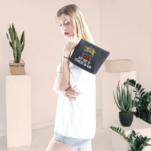 Miniatura 7 de GJTIM True Crime Gift Seriel Killer Gift Just Here to Establish and Alibi - Bolsa de maquillaje para fanáticos del programa de crimen Negro