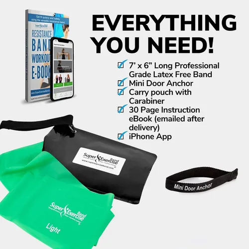 Miniatura 2 de Resistance Bands for Working Out 7Ft Long Resistance Bands Super Exercise Bands with Carry Pouch and Door Anchor I Latex Free Workout Bands Verde