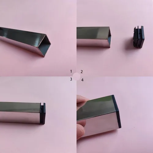 Miniatura 3 de Paquete de 4 tapones de extremo de tubo cuadrado de plástico de 1.5 pulgadas, tapón de tubería cuadrada de 1.5"x1.5", tapas de extremo de tubo