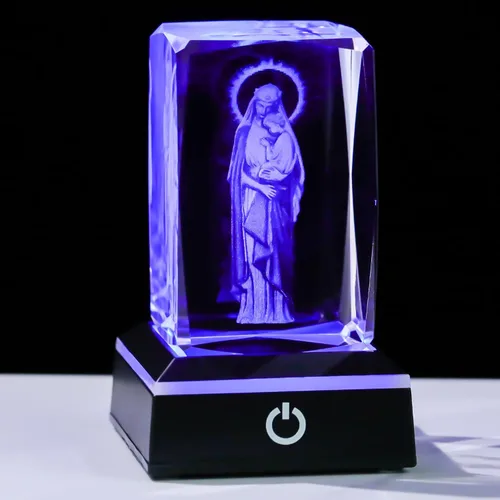 Miniatura 7 de Movdyka Estatua de cristal 3D de Virgen María, regalos religiosos para mujeres y hombres, figura religiosa con grabado láser cristiano, adornos