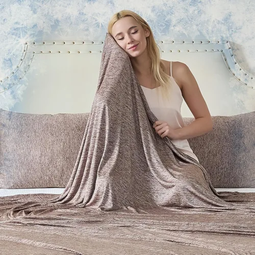 Miniatura 17 de CHOSHOME Manta refrescante para personas que duermen con calor – Manta de verano fina, suave, ligera, transpirable, doble cara mejorada para Beige