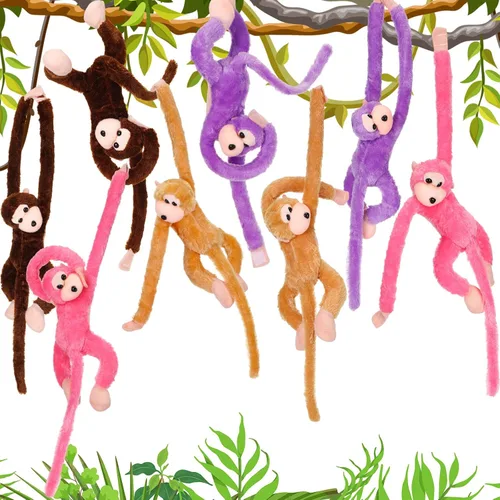Miniatura 9 de Chivao Mono de peluche colgante con cierres de para adultos, regalo para decoración de fiestas (20 pulgadas, marrón, caqui, paquete de 8)