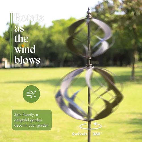 Miniatura 3 de Molinillos de viento al aire libre de metal - Molinillo de viento cinético grande para jardín, molinos de viento para adorno de césped en el patio