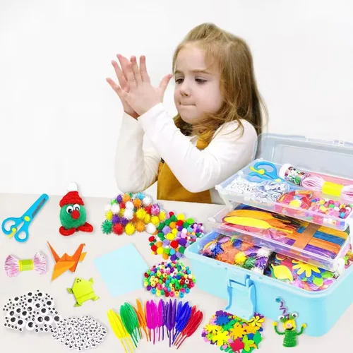 Miniatura 6 de VLUSSO Kit de Suministros de Artes y Manualidades de 3000 Piezas para Niñas de 8 a 12 Años con Limpiadores de Tubos, Cuentas, Manualidades