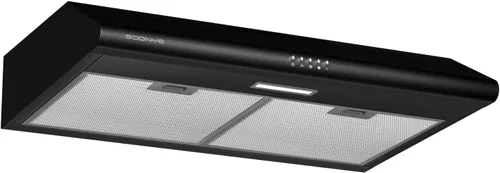 Campana extractora negra para debajo del gabinete de 30 pulgadas, campana extractora de cocina delgada de acero inoxidable convertible con