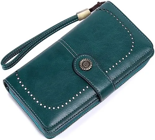 Miniatura 4 de Earnda Billetera para mujer tarjetero de cuero de gran capacidad para tarjetas de crédito RFID Azul_008 Casual