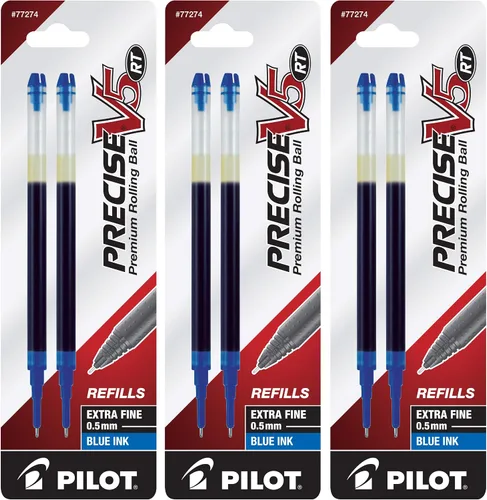 Miniatura 5 de PILOT, recambios de tinta líquida Precise V5 RT, punta extrafina de 0.5 mm, negro, paquete de 6