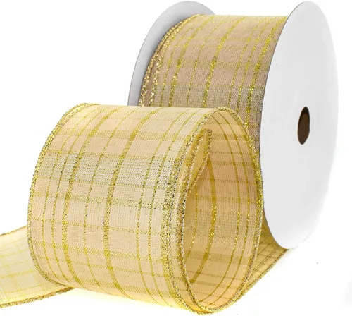 Miniatura 5 de Cinta de cuadros de 2-1/2" x 25 yardas, cinta a cuadros de búfalo con alambre, en blanco y negro, para envolver regalos, manualidades y decoraciones
