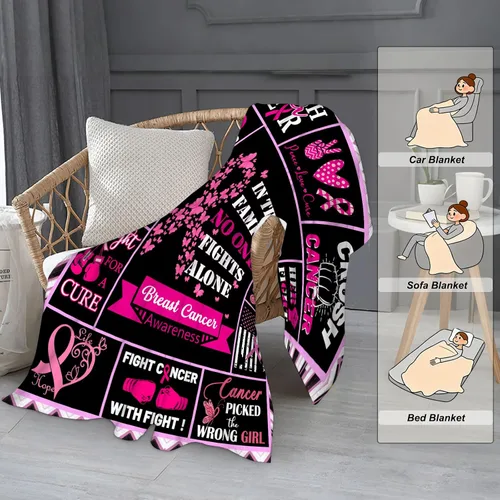Miniatura 4 de Manta de cáncer de mama para mujer, regalos para sobrevivientes de cáncer de mama para mujeres, regalos inspiradores para mujer, manta de regalo
