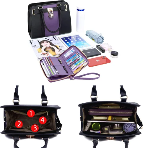 Miniatura 7 de Conjuntos de bolsos para mujeres, bolsos de hombro con asa superior, maletín de trabajo, conjunto de carteras tipo tote con billetera a juego, 2