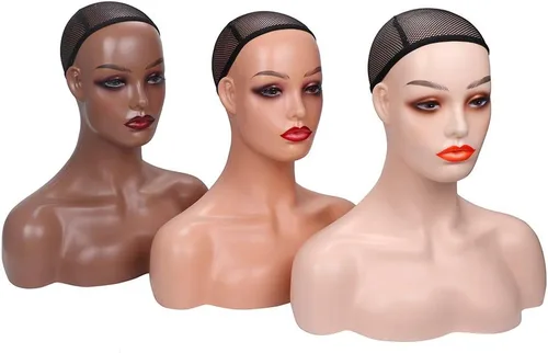 Cabeza de maniquí femenina realista con hombro para exhibición, cabeza de maniquí con hombro para peluca/joyería/maquillaje/sombrero/gafas de sol