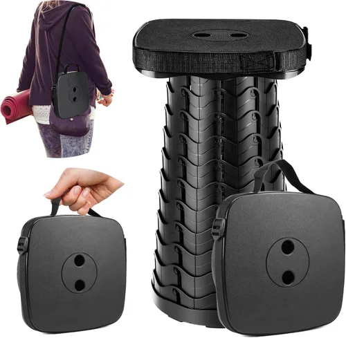 Miniatura 13 de aboutool Taburete plegable para campamento, taburete portátil plegable cuadrado con cojín de asiento elástico y bolsa de nailon ajustable, Verde