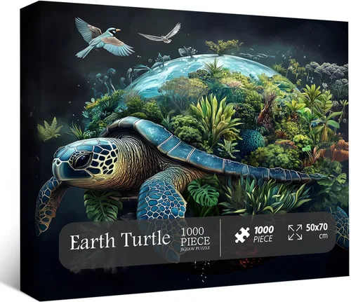 Miniatura 2 de Rompecabezas de tortuga marina para adultos, 1000 piezas, rompecabezas de bosque de tortugas de la tierra, rompecabezas de fantasía, naturaleza