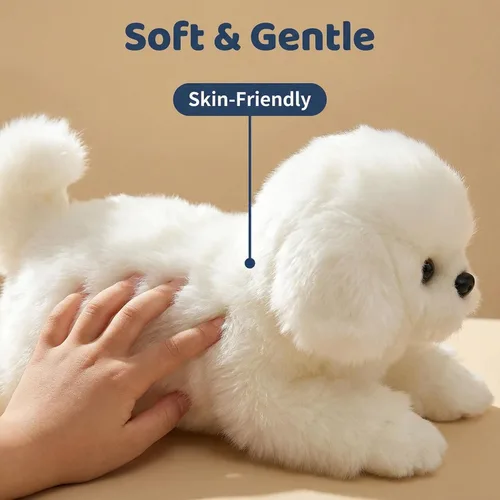 Miniatura 3 de CU-MATE Juguetes de peluche maltés de 12 pulgadas, simulación realista y realista, juguete de peluche suave hecho a mano, regalo para niños y niñas