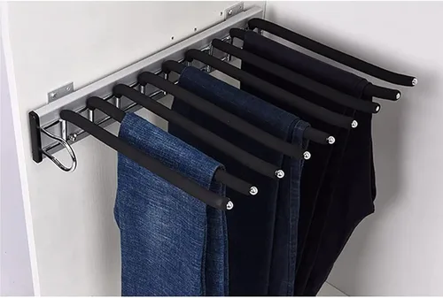 Riel para colgar ropa de armario, barra de armario extensible resistente, soporte de armario expandible para 9 pantalones, gancho de armario para