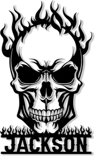Miniatura 17 de Letrero de metal personalizado con calavera, letrero colgante de calavera para porche al aire libre, valla de pared con nombre personalizado, patio