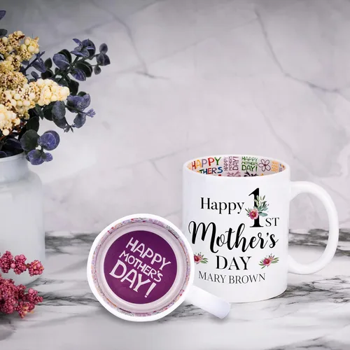 Miniatura 3 de Regalos para el primer día de la madre, taza de café personalizada con foto y nombre, 11 o 15 onzas, 10 opciones de color, taza personalizada