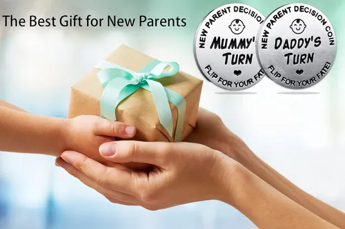Miniatura 5 de Regalos divertidos para papá y mamá, moneda divertida para tomar decisiones, nuevo regalo de bebé para padres, mamá, papá, embarazo, mujeres