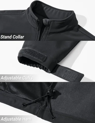 Miniatura 6 de TACVASEN Chaqueta ligera Softshell para hombre, con forro polar, impermeable, táctica, con cremallera, abrigo de invierno cortavientos casual