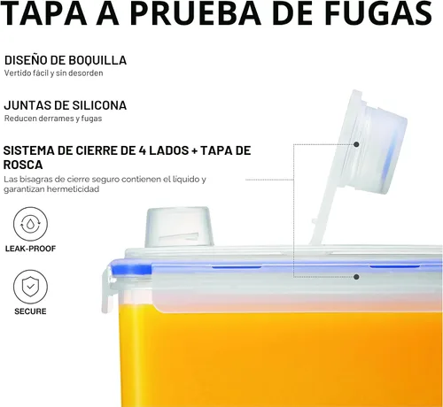 Miniatura 2 de LocknLock Aqua - Jarra de agua para puerta de refrigerador con asa, jarra de plástico sin BPA con tapa superior de rosca, perfecta para hacer tés