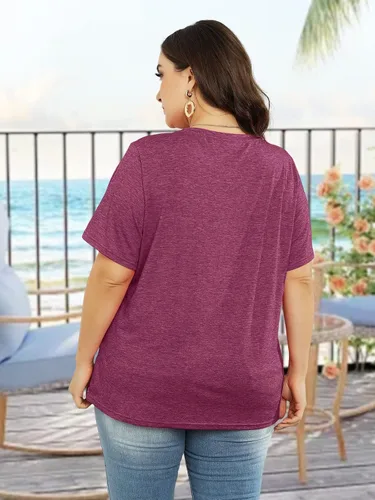 Miniatura 4 de Camiseta de verano para mujer, talla grande, con diente de león, manga corta, cuello redondo, holgada, casual